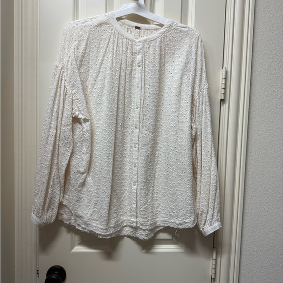 Free People Tops - Free people Cream Embroidered Blouse